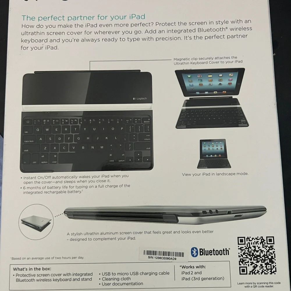Logitech Black Tablet Keyboard Slim Wireless Cover